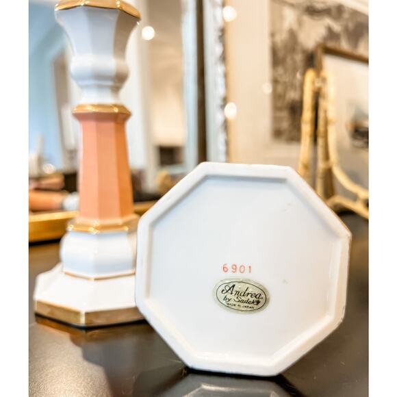 Gold & Pink taper‎ Andrea by Sadek Candlestick Set - Picture 4 of 5